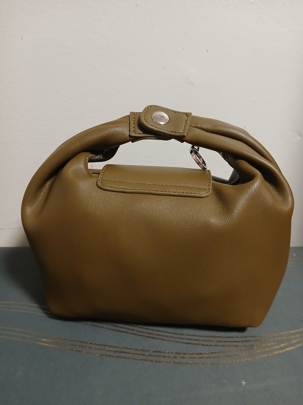Vegan Suede Classic Hobo Shoulder Bag Green - Picture 3 of 5